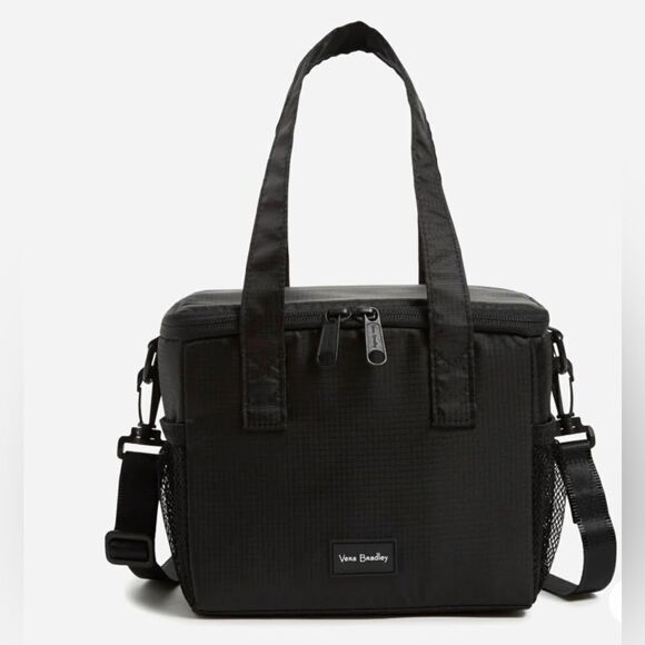 Vera Bradley Handbags - Vera Bradley Black Lunch Bag Cooler with a Crossbody Strap and Handles